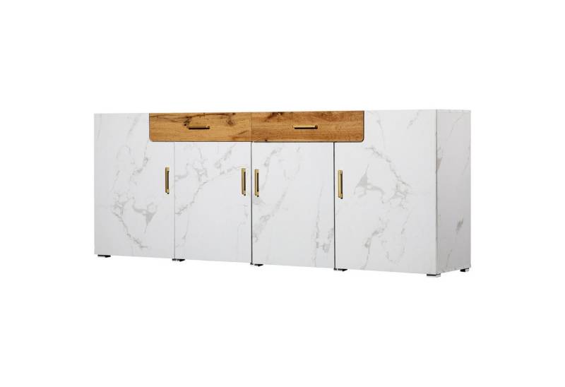 Merax Sideboard, Holz,Highboard,Anrichte,Kommode Marmoroptik,B: 208cm von Merax