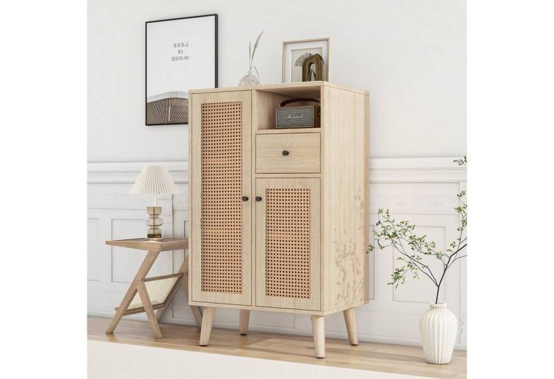 Merax Sideboard, mit Rattantüren und Schublade, Highboard, Kommode, Anrichte von Merax