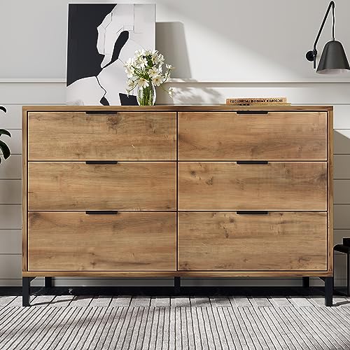 Merax Sideboard Holz Kommode mit 6 Schubladen,rustikal Sideboard Küchenschrank Buffet,Industrielles Design,für Schlafzimmer,Wohnzimmer,Dunkle Eiche/120x40x76cm Merax Sideboard Holz Kommode mit 6 Schubladen,rustikal Sideboard Küchenschrank Buffet,Industrielles Design,für Schlafzimmer,Wohnzimmer,Dunkle Eiche/120x40x76cm von Merax