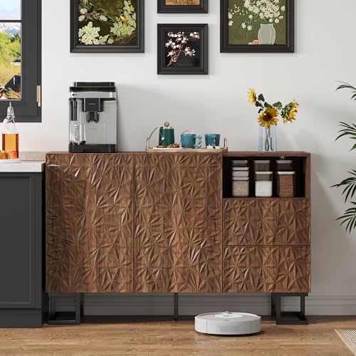 Merax Sideboard Kommode 120×40×78.5 cm Walnussoptik – Beistellschrank mit Blattrelief, 2 Türen & 2 Schubladen, Push-to-Open & Metallbeinen für Wohnzimmer, Esszimmer & Flur Merax Sideboard Kommode 120×40×78.5 cm Walnussoptik – Beistellschrank mit Blattrelief, 2 Türen & 2 Schubladen, Push-to-Open & Metallbeinen für Wohnzimmer, Esszimmer & Flur von Merax