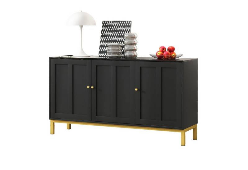 Merax Sideboard mit 3 Türen, Tischplatte mit Marmorimitat, Kommode Wohnzimmerschrank Buffet, B:140cm Merax Sideboard mit 3 Türen, Tischplatte mit Marmorimitat, Kommode Wohnzimmerschrank Buffet, B:140cm von Merax