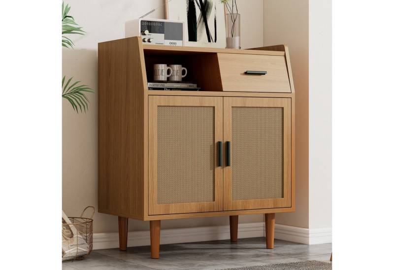 Merax Sideboard mit Schublade und Rattantüren, Highboard Landhaus, Kommode, Metallgriffe, B:70cm von Merax