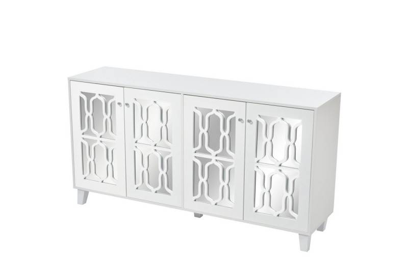 Merax Sideboard mit Spiegelelementen und geometrischem Trellis-Muster, Kommode mit Spiegelfront,Anrichte mit großem Stauraum,Breite:160cm von Merax