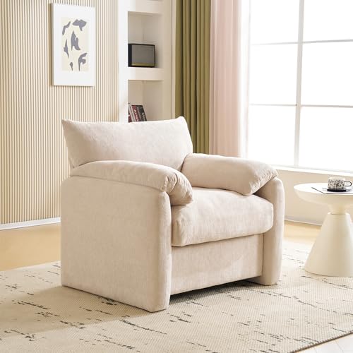 Merax Sofa Klein Einzelsofa für Schlafzimmer, Sessel Wohnzimmer mit dicken Kissen, Moderner Gepolsterter Akzentstuhl Mini Sofa für Wohnzimmer/Schlafzimmer/Wohnung, Beige Merax Sofa Klein Einzelsofa für Schlafzimmer, Sessel Wohnzimmer mit dicken Kissen, Moderner Gepolsterter Akzentstuhl Mini Sofa für Wohnzimmer/Schlafzimmer/Wohnung, Beige von Merax