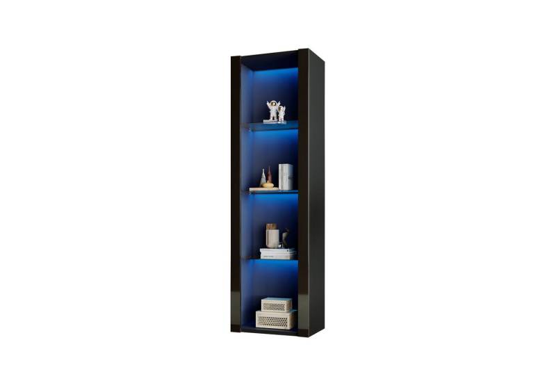 Merax Standvitrine schmal Vitrinenschrank mit 4 Fächern, APP Steurung mit LED und Glaseinlgeböden,Glasvitrine hochglanz,H:166cm von Merax