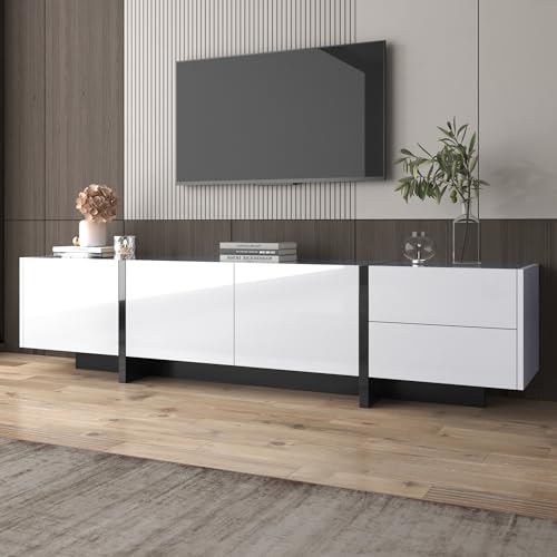 Merax TV Schrank, TV Lowboard mit Schubladen, Moderner Fernsehtisch mit Stauraum, TV Tisch für Wohnzimmer und Esszimmer, Weiß, 190 x 35 x 45 cm von Merax