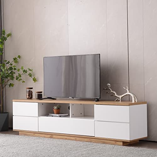 Merax TV-Schrank, Weiß + Holzfarbe, 180cm von Merax