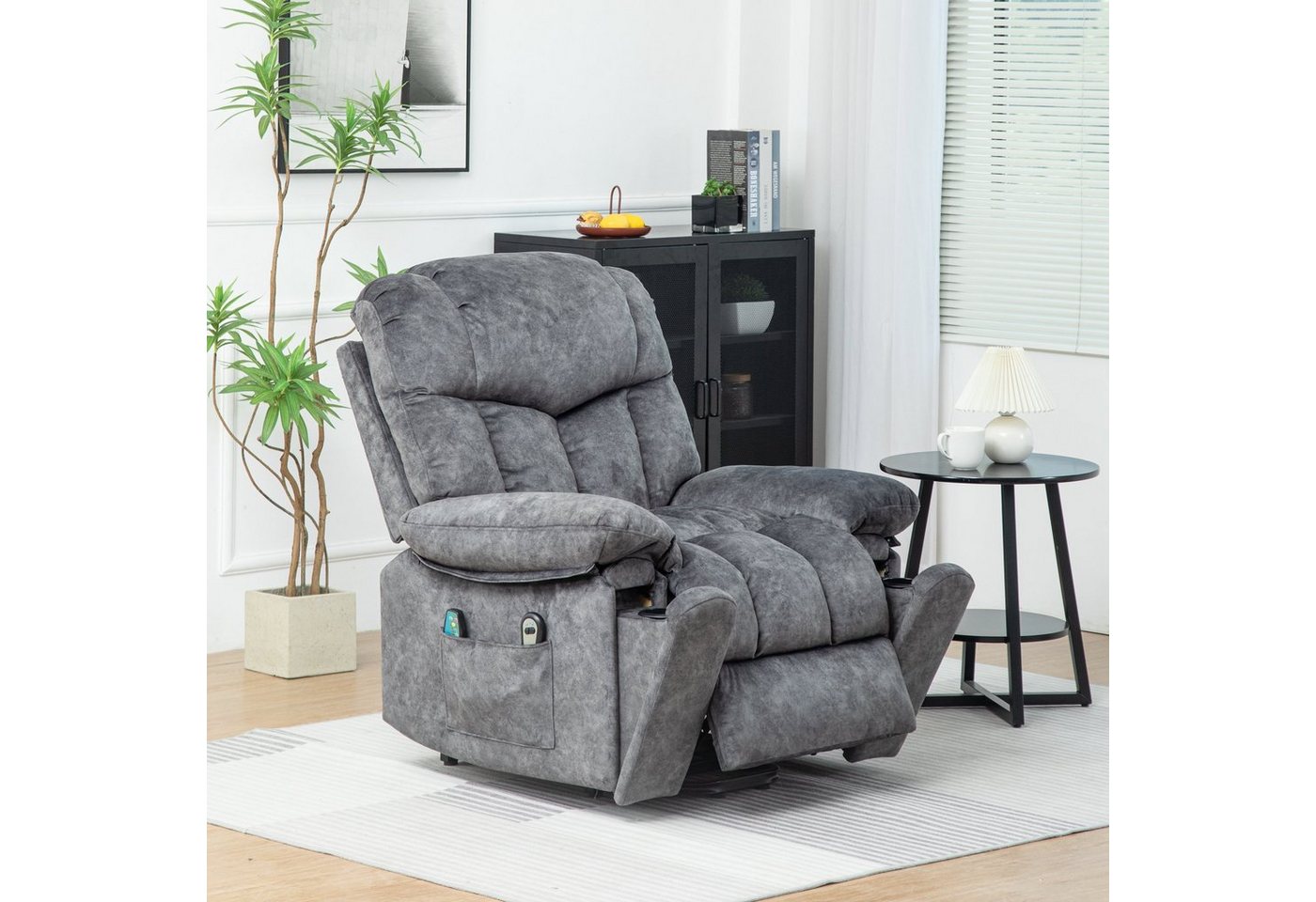 Merax TV-Sessel Elektrisch Relaxsessel mit Aufstehhilfe und Liegefunktion, Fernsehsessel mit relaxfunktion, Wärme und Vibraiton, Massagesessel von Merax