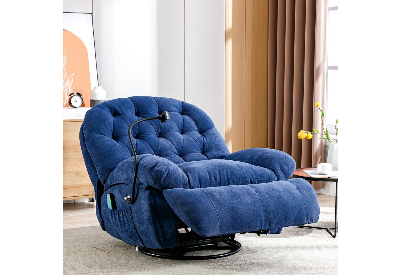Merax TV-Sessel mit Vibration und Wärmefunktion, Relaxsessel mit Fernbedienung, Massagesessel mit 360° Drehfunktion und Timer, Fernsehsessel von Merax