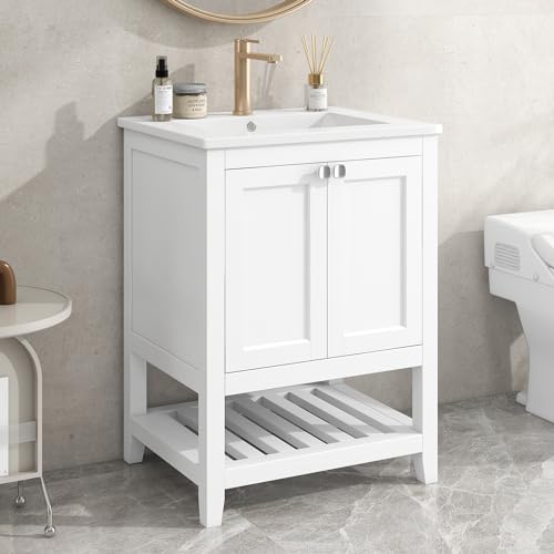 Merax Waschbecken mit Unterschrank Badmöbel Waschbecken 60cm Badezimmer Unterschrank Waschbecken gäste wc waschbecken mit unterschrank von Merax