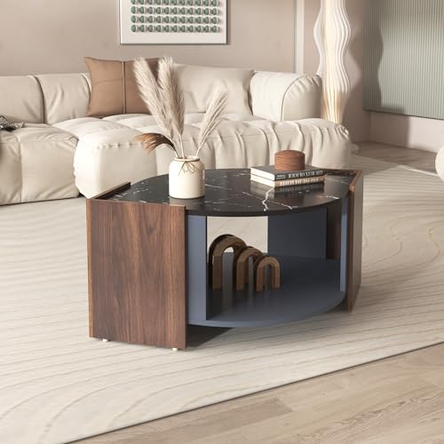 Merax Wohnzimmertisch, Couchtisch mit Stauraum, Kaffeetisch für Wohnzimmer, 96,5 x 63 x 40 cm, Dunkle Holz und Schwarz Merax Wohnzimmertisch, Couchtisch mit Stauraum, Kaffeetisch für Wohnzimmer, 96,5 x 63 x 40 cm, Dunkle Holz und Schwarz von Merax
