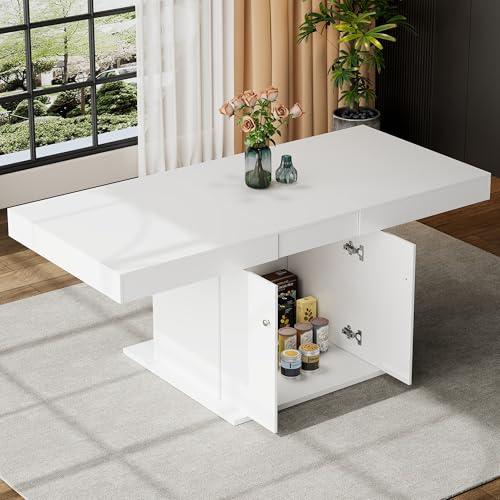 Merax ausziehbarer Esstisch 140/180x80 cm in Betonoptik, rechteckig mit Stauraum, automatischer Teleskoptisch, platzsparender Kaffeetisch, multifunktional für 4–6 Personen, Weiß Merax ausziehbarer Esstisch 140/180x80 cm in Betonoptik, rechteckig mit Stauraum, automatischer Teleskoptisch, platzsparender Kaffeetisch, multifunktional für 4–6 Personen, Weiß von Merax