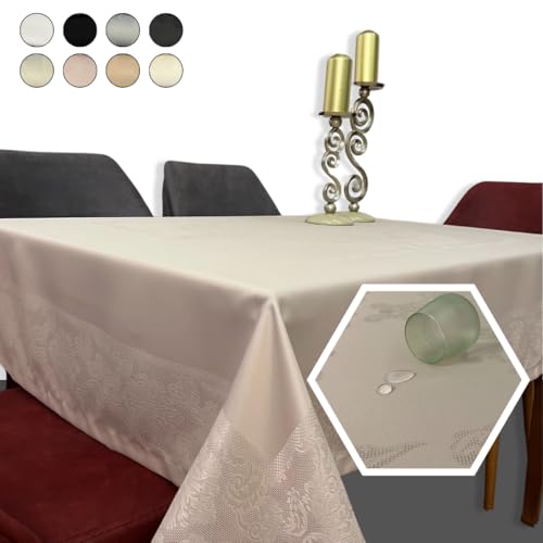 Tischdecke,Tablecloth, Eckig, Wasserfest,Schmutzabweisend,Tischtuch Abwaschbar, Pflegeleicht 140x180cm (Cappucino) von Meray Tekstil