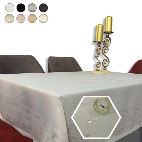 Tischdecke,Tablecloth Eckig, Wasserfest,Schmutzabweisend,Tischtuch Abwaschbar, Pflegeleicht 140x180cm (Grau) von Meray Tekstil