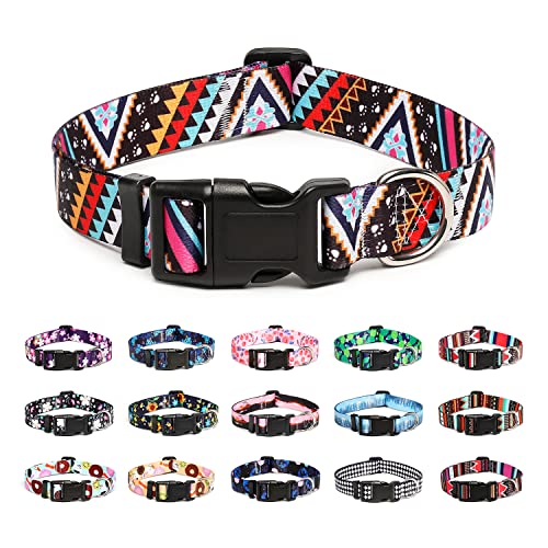 Mercano Hundehalsband Verstellbares, Weich Nylon Komfort & Robuster Gemustertes Hunde Halsband für Kleine Mittlere Große Hunde Welpen Katzen (S, Ethnisches Rosa) von Mercano