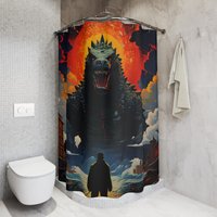 Godzilla Shower Curtain Bathroom Decor Gift For Fans Home Accessories von MerchTeeShop
