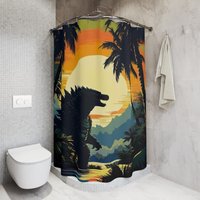 Godzilla Shower Curtain Bathroom Decor von MerchTeeShop