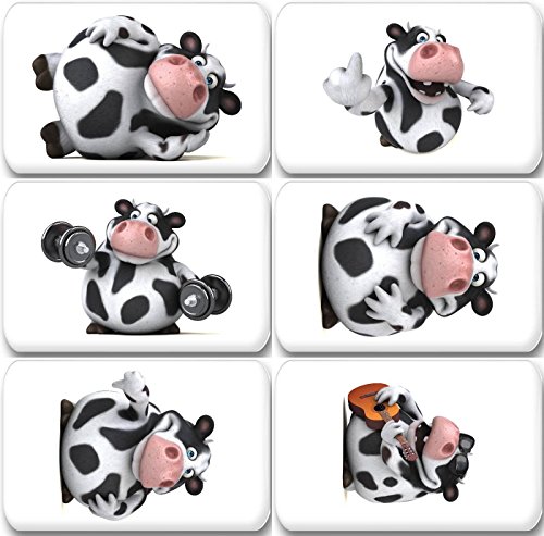 3D Holstein Kuh in verschiedenen Verkleidungen- 6 rechteckige Kühlschrankmagnete 7X 4,5 cm - 01 für Memoboard Pinnwand Magnettafel Whiteboard von Merchandise for Fans