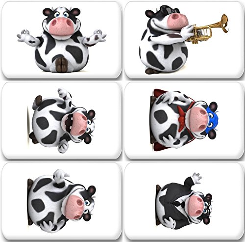 3D Holstein Kuh in verschiedenen Verkleidungen - 6 rechteckige Kühlschrankmagnete 7X 4,5 cm -- 02 für Memoboard Pinnwand Magnettafel Whiteboard von Merchandise for Fans