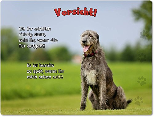 Merchandise for Fans Blechschild/Warnschild/Türschild - Aluminium - 15x20cm - mit Spruch - Motiv: Irischer Wolfshund - 02 Merchandise for Fans Blechschild/Warnschild/Türschild - Aluminium - 15x20cm - mit Spruch - Motiv: Irischer Wolfshund - 02 von Merchandise for Fans