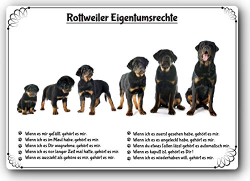 Blechschild / Warnschild / Türschild - Aluminium - 30x40cm "Eigentumsrechte" Motiv: Rottweiler (02) von Merchandise for Fans