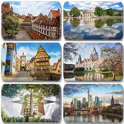 Deutschland/Germany Sehenswürdigkeiten - 6 rechteckige Kühlschrankmagnete 7X 4,5 cm - 01 für Memoboard Pinnwand Magnettafel Whiteboard von Merchandise for Fans