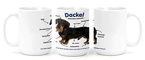 Merchandise for Fans Großer Becher/Jumbo Tasse weiß 450ml - Alternative Anatomie Dackel Teckel Dachshund 01 von Merchandise for Fans