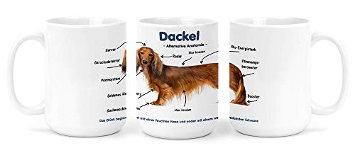 Großer Becher/Jumbo Tasse weiß 450ml - Alternative Anatomie Dackel Teckel Dachshund 03 von Merchandise for Fans