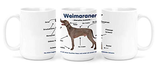 Merchandise for Fans Großer Becher/Jumbo Tasse weiß 450ml - Alternative Anatomie Weimaraner von Merchandise for Fans