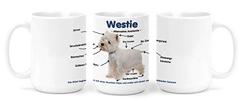 Großer Becher/Jumbo Tasse weiß 450ml - Alternative Anatomie West Highland White Terrier von Merchandise for Fans