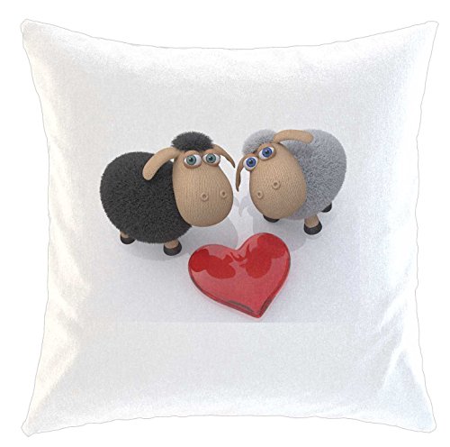 Kissen/weiches Kuschelkissen mit Füllung 40x40cm - Motiv: 3D Schafe mit Herz| 003 von Merchandise for Fans