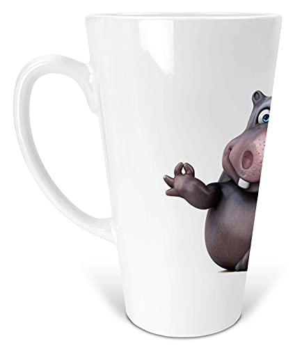 Merchandise for Fans Latte Macchiato Becher Kaffeebecher aus Keramik mit Fotodruck - 450ml - Motiv: 3D Nilpferd beim Yoga |001 von Merchandise for Fans