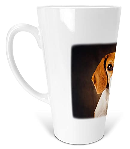 Latte Macchiato Becher Kaffeebecher aus Keramik mit Fotodruck - 450ml - Motiv: Beagle Hund |001 von Merchandise for Fans