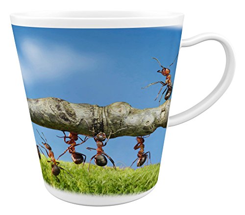 Merchandise for Fans Ameisen tragen einen Ast|Latte Macchiato Becher Kaffeebecher mit Fotodruck |007 von Merchandise for Fans