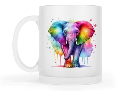 Merchandise for Fans Becher Kaffeebecher Teetasse | Glas | matt | 300ml - Motiv: Elefant Elefantenbulle 52 von Merchandise for Fans