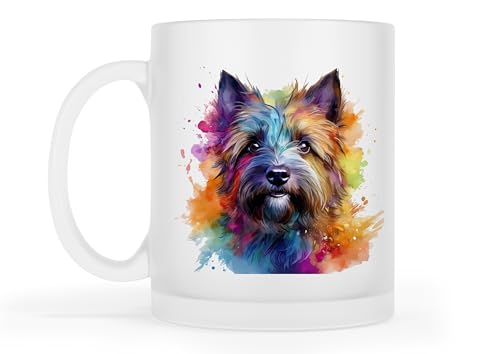 Merchandise for Fans Becher Kaffeebecher Teetasse | Glas | matt | 300ml - Motiv: Hund Cairn Terrier 31 von Merchandise for Fans