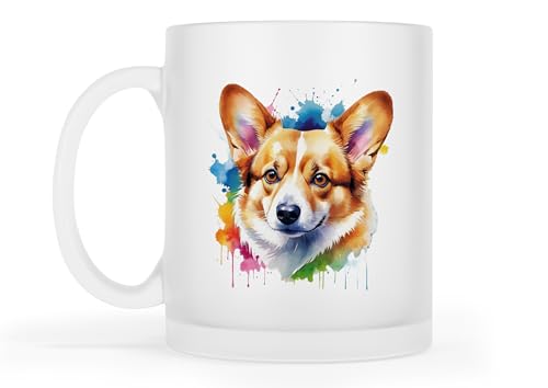 Merchandise for Fans Becher Kaffeebecher Teetasse | Glas | matt | 300ml - Motiv: Hund Welsh Corgi 141 von Merchandise for Fans