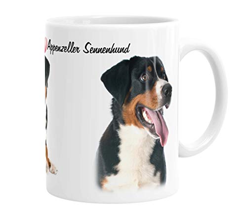 Merchandise for Fans Becher aus Keramik - 330 ml Motiv: Appenzeller Sennenhund (02) von Merchandise for Fans