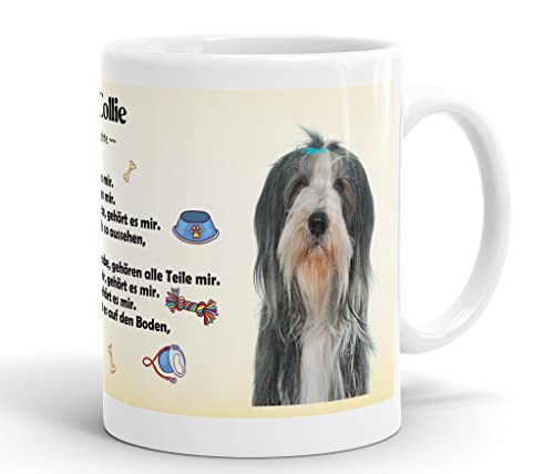 Merchandise for Fans Becher aus Keramik - 330 ml Motiv: Bearded Collie mit Spruch Eigentumsrechte (03) von Merchandise for Fans