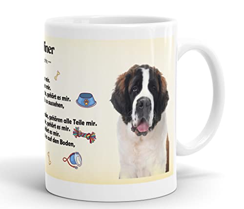 Merchandise for Fans Becher aus Keramik - 330 ml Motiv: Bernhardiner mit Spruch Eigentumsrechte (02) von Merchandise for Fans