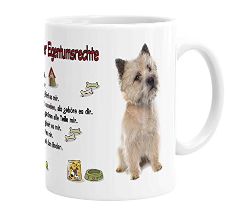 Merchandise for Fans Becher aus Keramik - 330 ml Motiv: Cairn Terrier mit Spruch Eigentumsrechte (01) von Merchandise for Fans