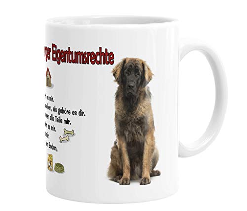 Merchandise for Fans Becher aus Keramik - 330 ml Motiv: Leonberger mit Spruch Eigentumsrechte (01) von Merchandise for Fans
