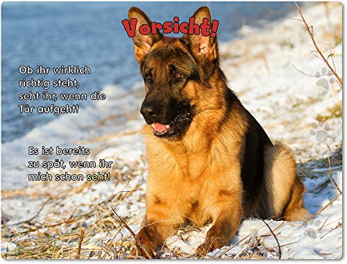 Merchandise for Fans Blechschild/Warnschild/Türschild - Aluminium - 15x20cm - mit Spruch - Motiv: Deutscher Schäferhund - 04 von Merchandise for Fans