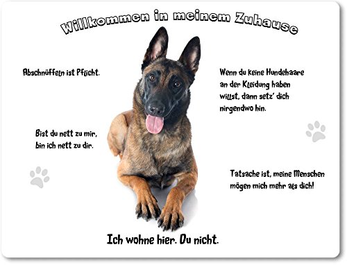 Merchandise for Fans Blechschild/Warnschild/Türschild - Aluminium - 30x40cm - - Willkommen in Meinem Zuhause - Motiv: Belgischer Schäferhund Malinois - 07 Merchandise for Fans Blechschild/Warnschild/Türschild - Aluminium - 30x40cm - - Willkommen in Meinem Zuhause - Motiv: Belgischer Schäferhund Malinois - 07 von Merchandise for Fans