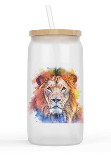 Merchandise for Fans Glasbecher mit Bambusdeckel und Strohhalm |Trinkglas |Saftglas | 550ml - Wildtier Afrika Löwe 117 Merchandise for Fans Glasbecher mit Bambusdeckel und Strohhalm |Trinkglas |Saftglas | 550ml - Wildtier Afrika Löwe 117 von Merchandise for Fans
