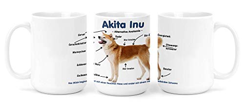 Großer Becher/Jumbo Tasse weiß 450ml - Alternative Anatomie Akita Inu von Merchandise for Fans