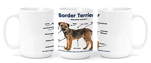 Merchandise for Fans Großer Becher/Jumbo Tasse weiß 450ml - Alternative Anatomie Border Terrier von Merchandise for Fans