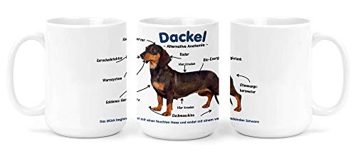 Merchandise for Fans Großer Becher/Jumbo Tasse weiß 450ml - Alternative Anatomie Dackel Teckel Dachshund 02 von Merchandise for Fans
