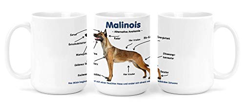 Großer Becher/Jumbo Tasse weiß 450ml - Alternative Anatomie Malinois Belgischer Schäferhund von Merchandise for Fans