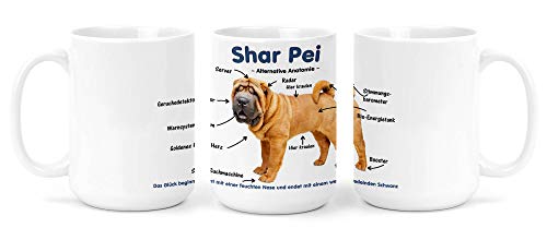 Merchandise for Fans Großer Becher/Jumbo Tasse weiß 450ml - Alternative Anatomie Shar Pei von Merchandise for Fans